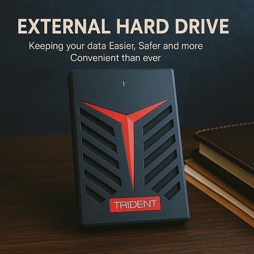 Trident Hi-Speed Portable Hard Drive, Type-C and USB 3.0